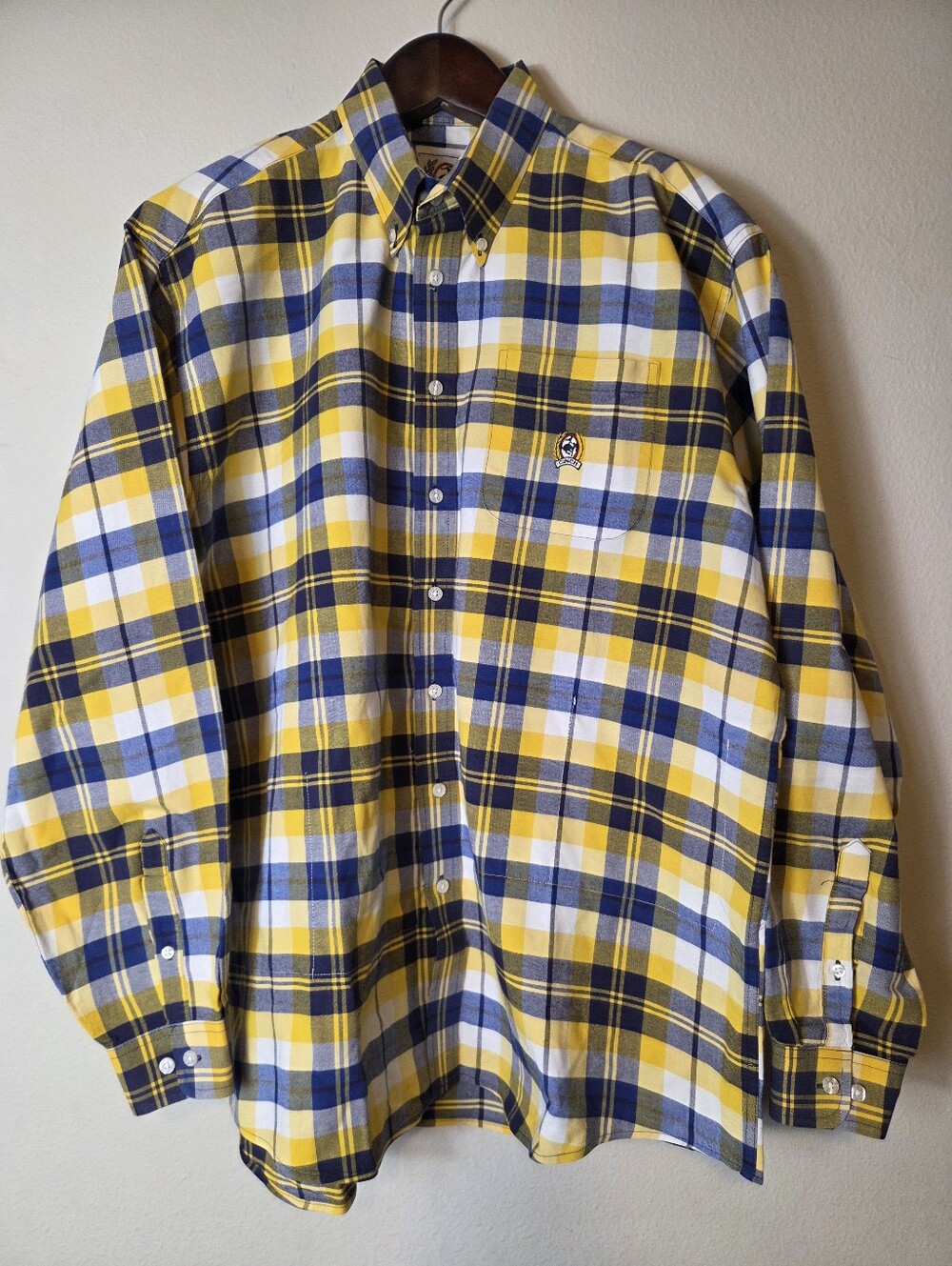 Cinch Button Down Shirt XL Miller Style Custom Inner Pockets Yellow Blue